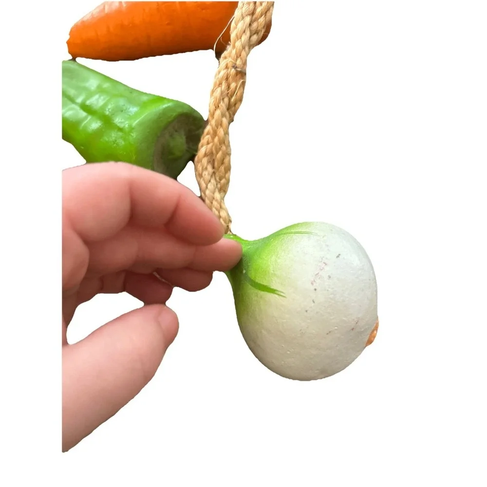 Vintage 9 Large Ceramic Hanging Vegetables On A Jute Rope. Decor. 7 Different 1s
